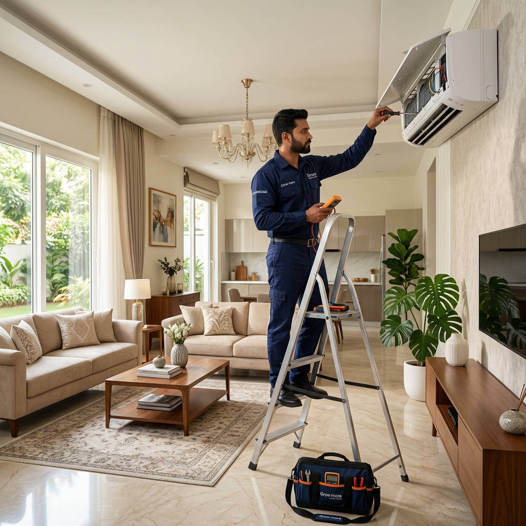 Grow more AC Technician at work